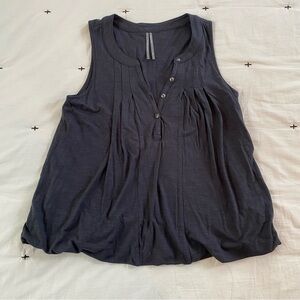 By Anthropologie Dark Gray button Bubble Tank Top  Balloon Hem Swing Tank Top XS